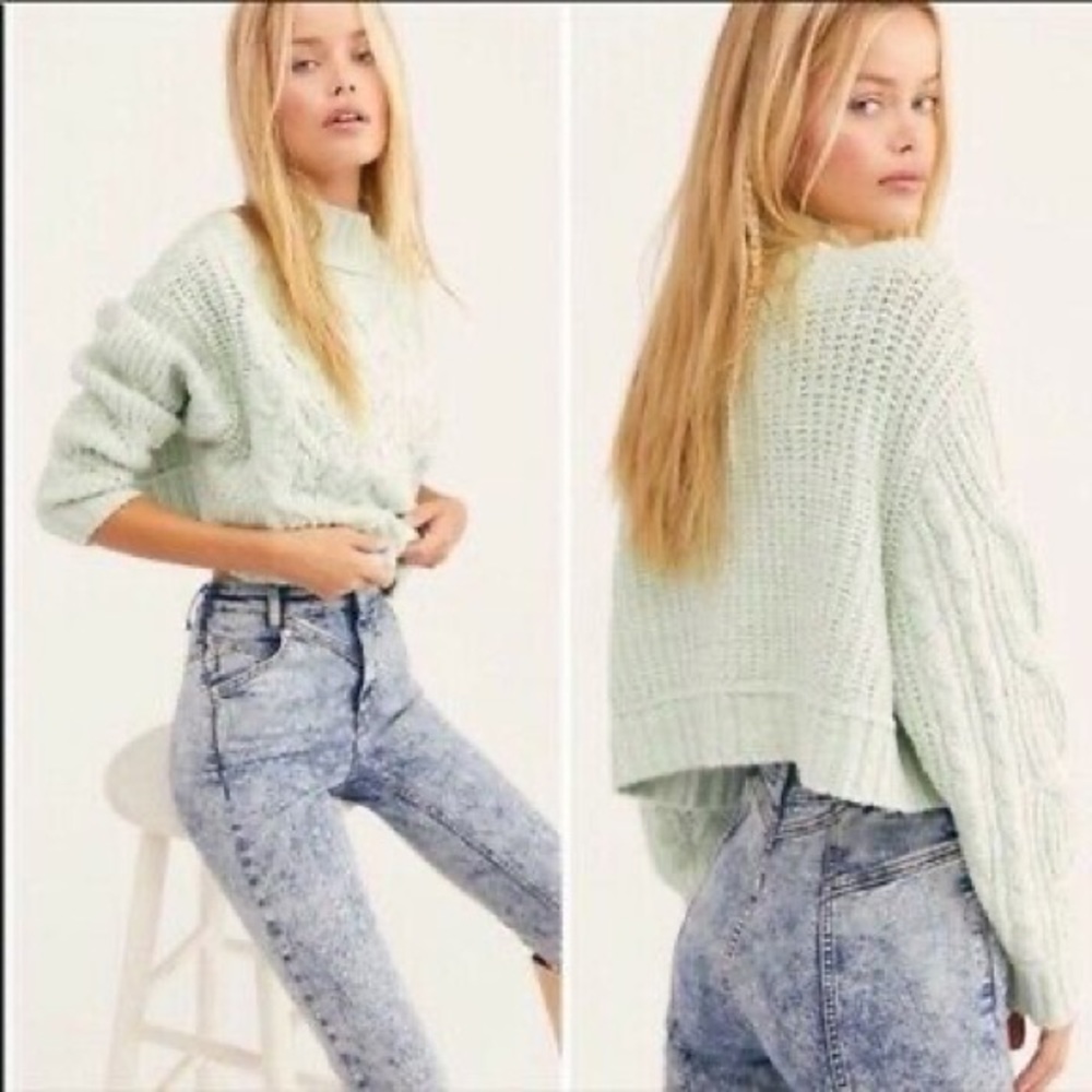 NWT free people carousel sweater mint medium $148 - Picture 5 of 8